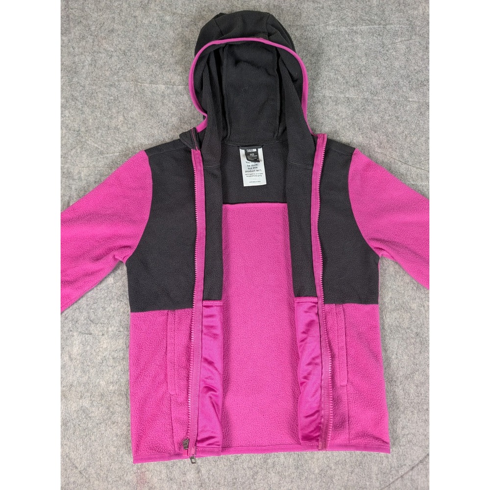 The North Face Pink Black Colorblock Circular Design Fleece Zip Hoodie Teen M - Picture 6 of 9